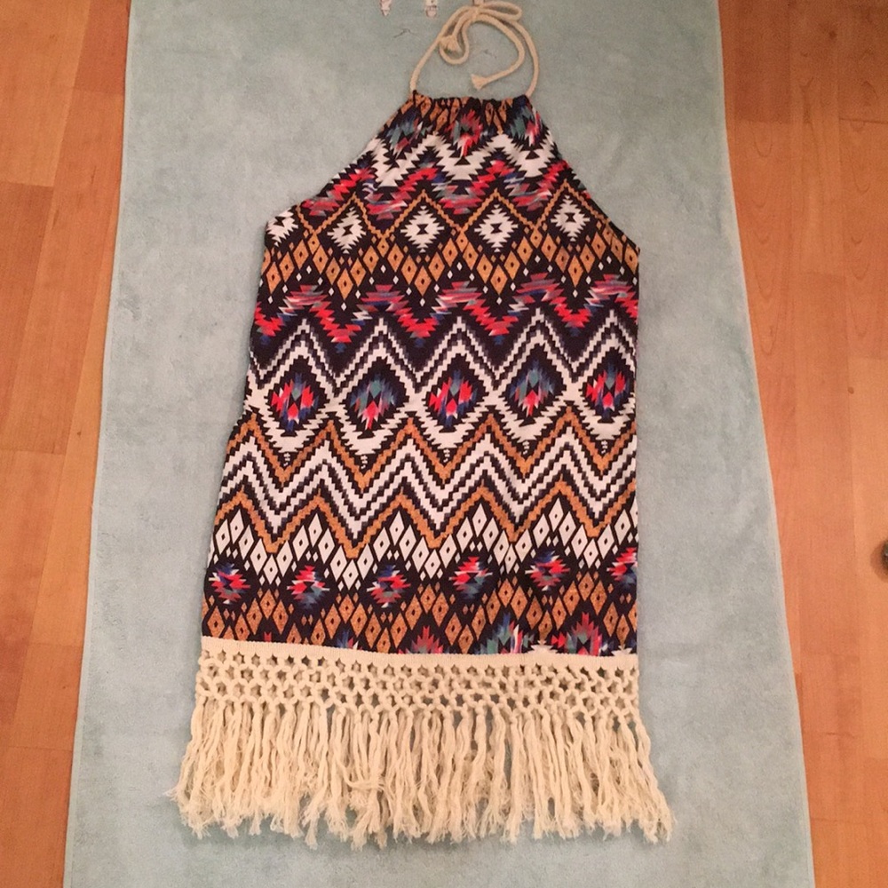Aztec print silky halter dress.  New condition.